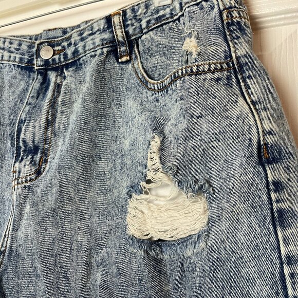 Distressed Cut-off Jean Booty‎ Shorts Plus Size 2X High Rise Faded Denim SHEIN - Picture 3 of 7